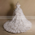 Afghan new design muslim white one wedding dress ruffle bridal